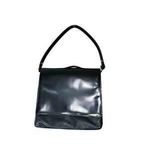 Kate Spade Saturday Black Leather Shoulder Bag Flap Top Minimalist Gold Hardware